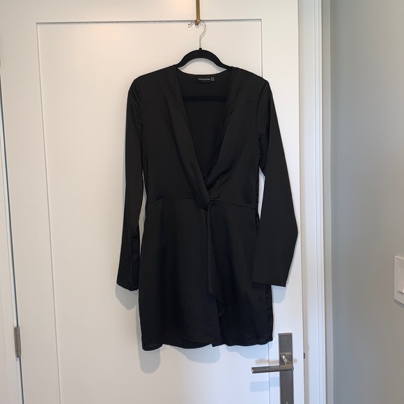 Pretty Little Thing Satin Dress with Slit - Picture 1 of 3